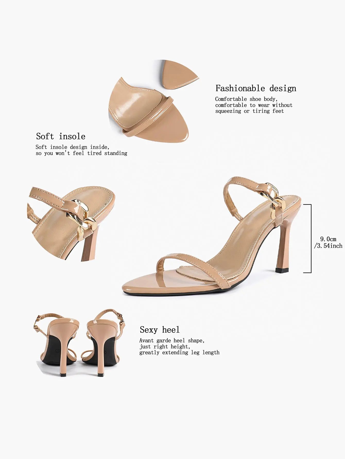 Women's Black High-Heel Sandals Opened Pointed Toe Ankle Strap Stiletto Heels Wedding Party Office Dress Shoes YISHIFAN