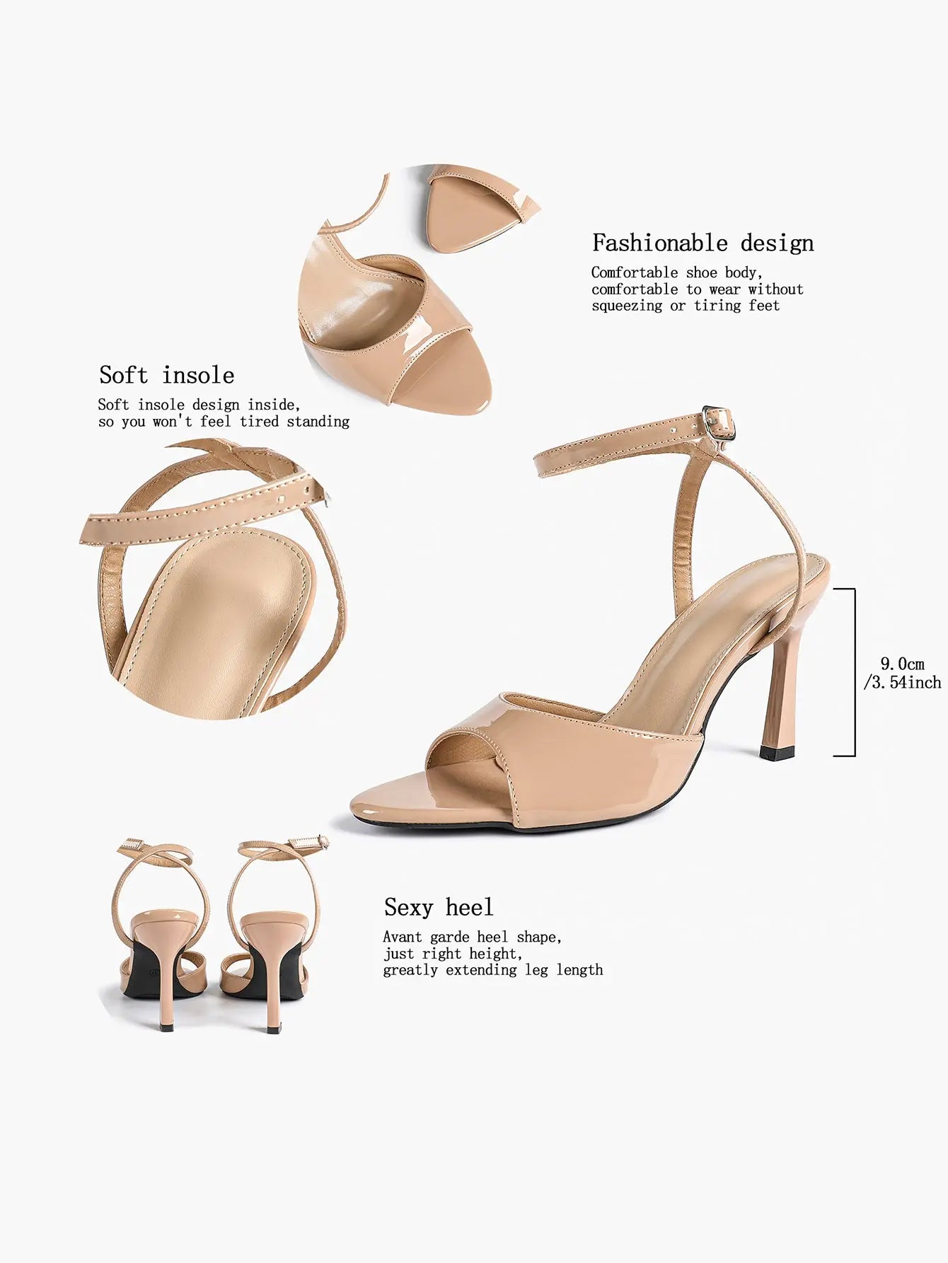 Women Leather High-Heel Sandals Peep-Toe Stiletto Heels Wedding Party Evening Dress Shoes YISHIFAN