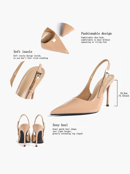 Women's Green Stone High-Heel Sandals Pointed Toe Slingback Stiletto Heels Wedding Party Evening Dress Shoes YISHIFAN