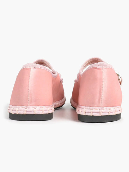 Women's Pink Suede Ballet Flats with Double Gold Buckle Cloud Comfort Insole for Casual Chic Everyday Shoes YISHIFAN