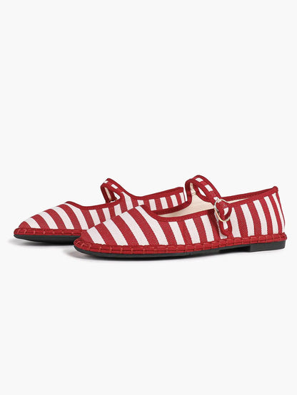 Black-White Grid Mary Jane Flats: Red Accents, Avant-Garde Heel & All-Day Retro Charm YISHIFAN