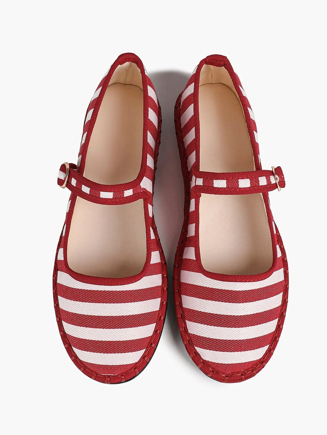 Black-White Grid Mary Jane Flats: Red Accents, Avant-Garde Heel & All-Day Retro Charm YISHIFAN