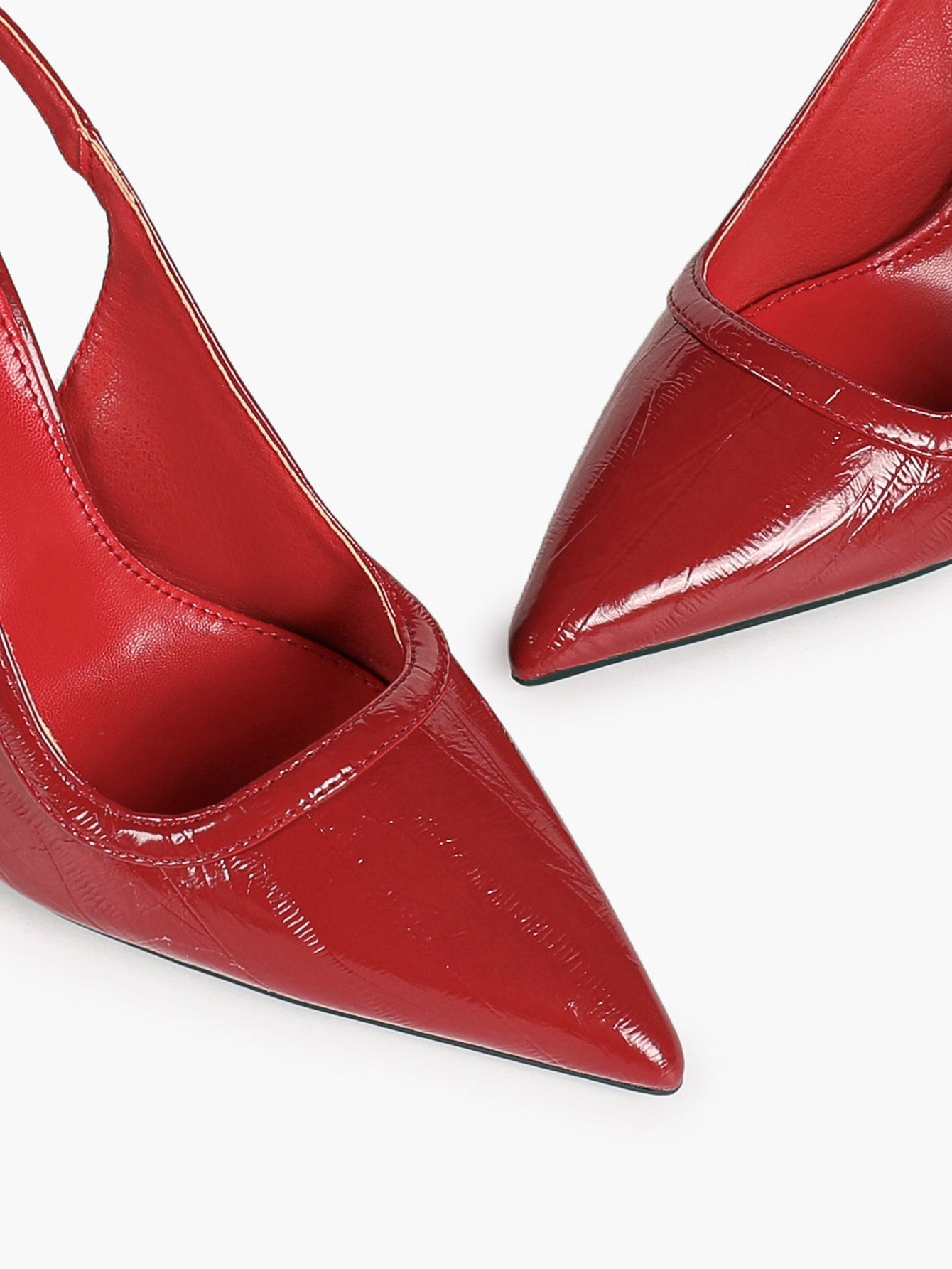 Women's Red Patent Croc Print Pointed Toe Slingback Stilettos Ankle Strap Closed Toe Heels Chic Date Night Shoes