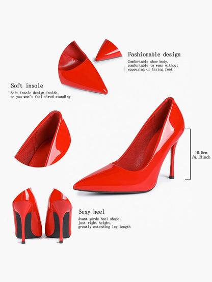 Women's Closed Pointed Toe Classic Stiletto Heels for Wedding Party Evening Dress Shoes YISHIFAN