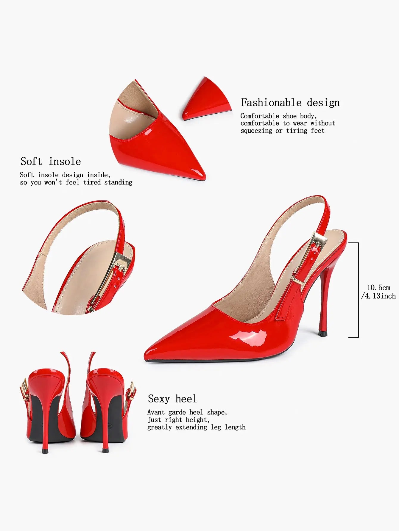 Women Pointed Toe Closed Toe Stiletto Sandals Slingback High Heel for Important Scene YISHIFAN