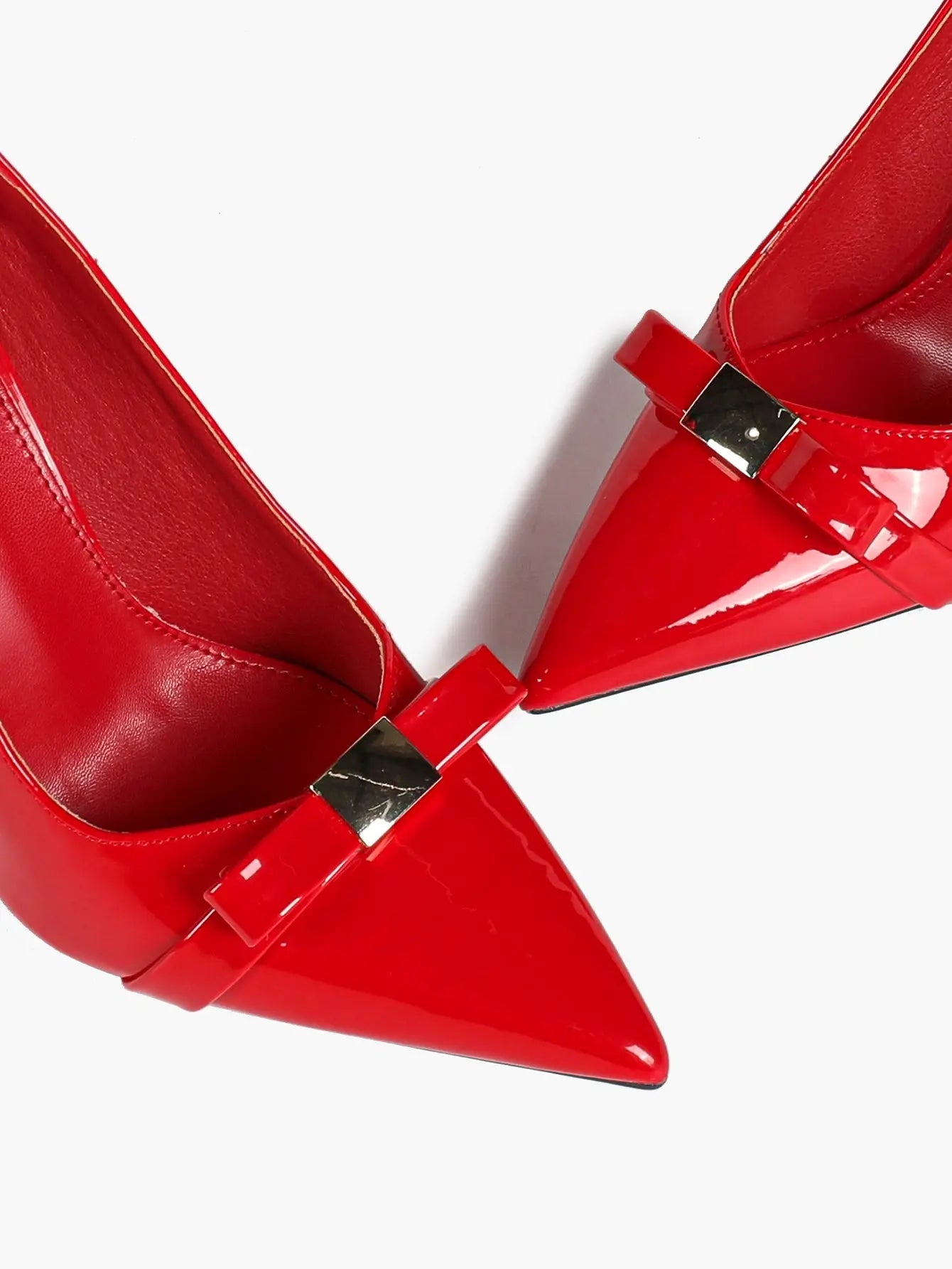 Red Pointed Toe Stiletto Pumps 10.5CM Bow Dress High Heels Slip On Shoes YISHIFAN