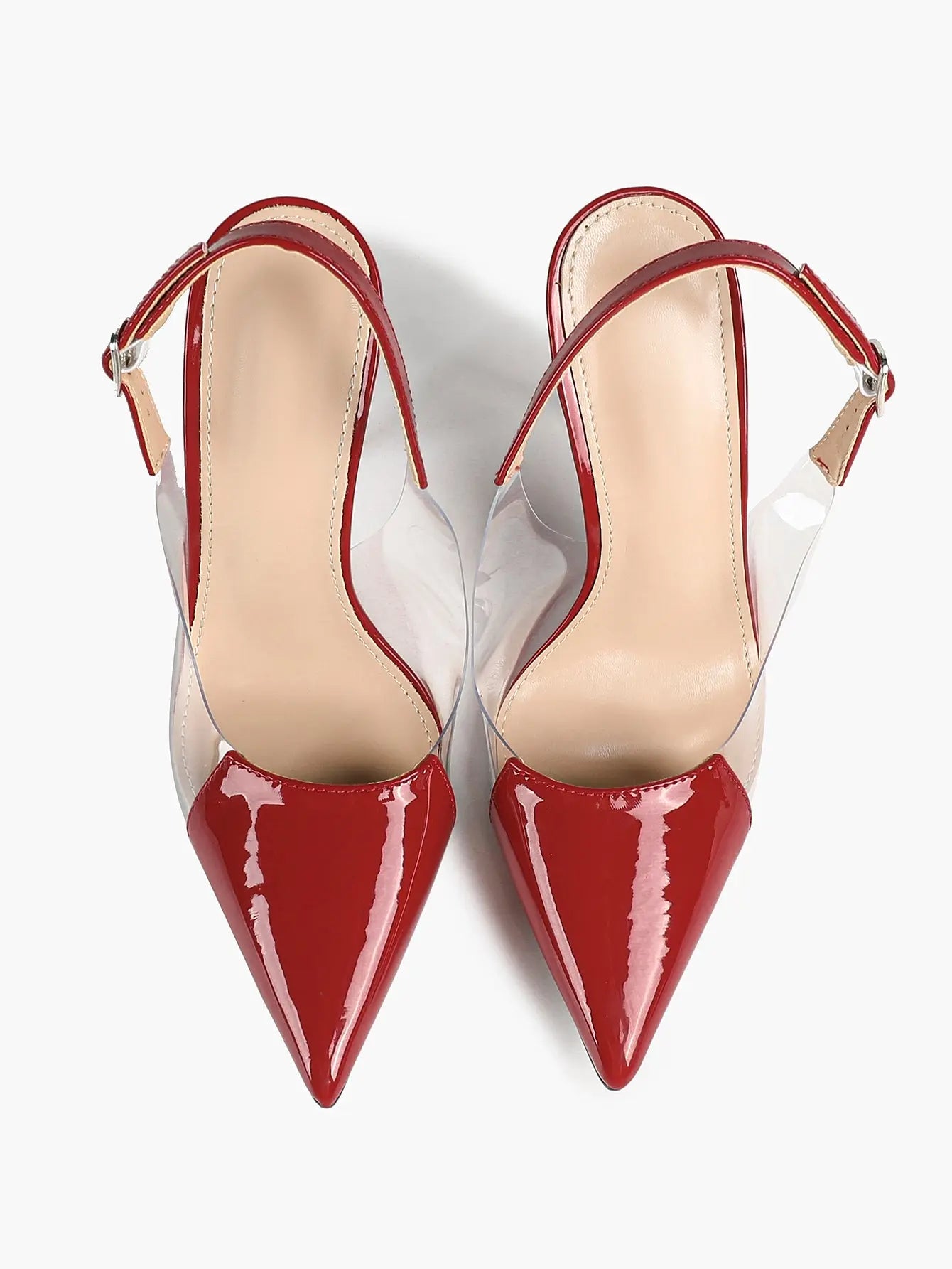 Women's Closed Pointed Toe Transparents Edge Stiletto Heel for Party Formal Dress Shoes YISHIFAN