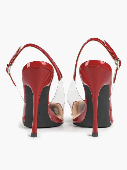 Women's Closed Pointed Toe Transparents Edge Stiletto Heel for Party Formal Dress Shoes YISHIFAN