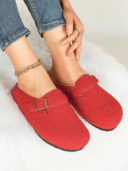 Black & White Tweed Fringe Boston Clogs – Women's Closed Toe Buckle Mule in Chanel-Style Fabric YISHIFAN