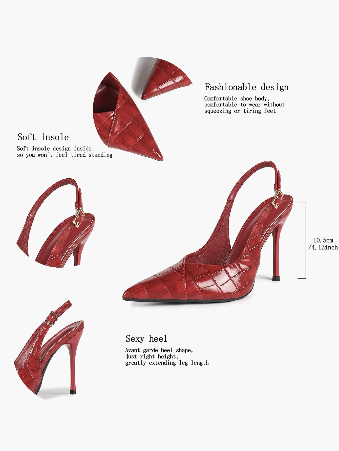 Vintage Luxe Reimagined: Deep Green Pointed Slingbacks with Croc Texture & All-Day Soft Insole YISHIFAN