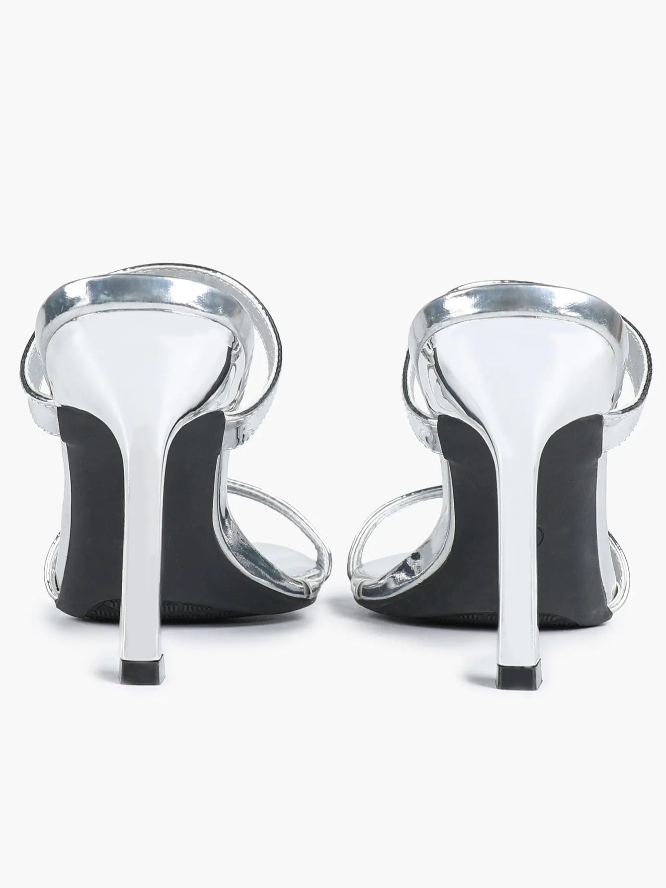 Women Metallic Silver Stiletto Sandals Open Toe Slingback Heel for Wedding Party Casual Dress Shoes YISHIFAN