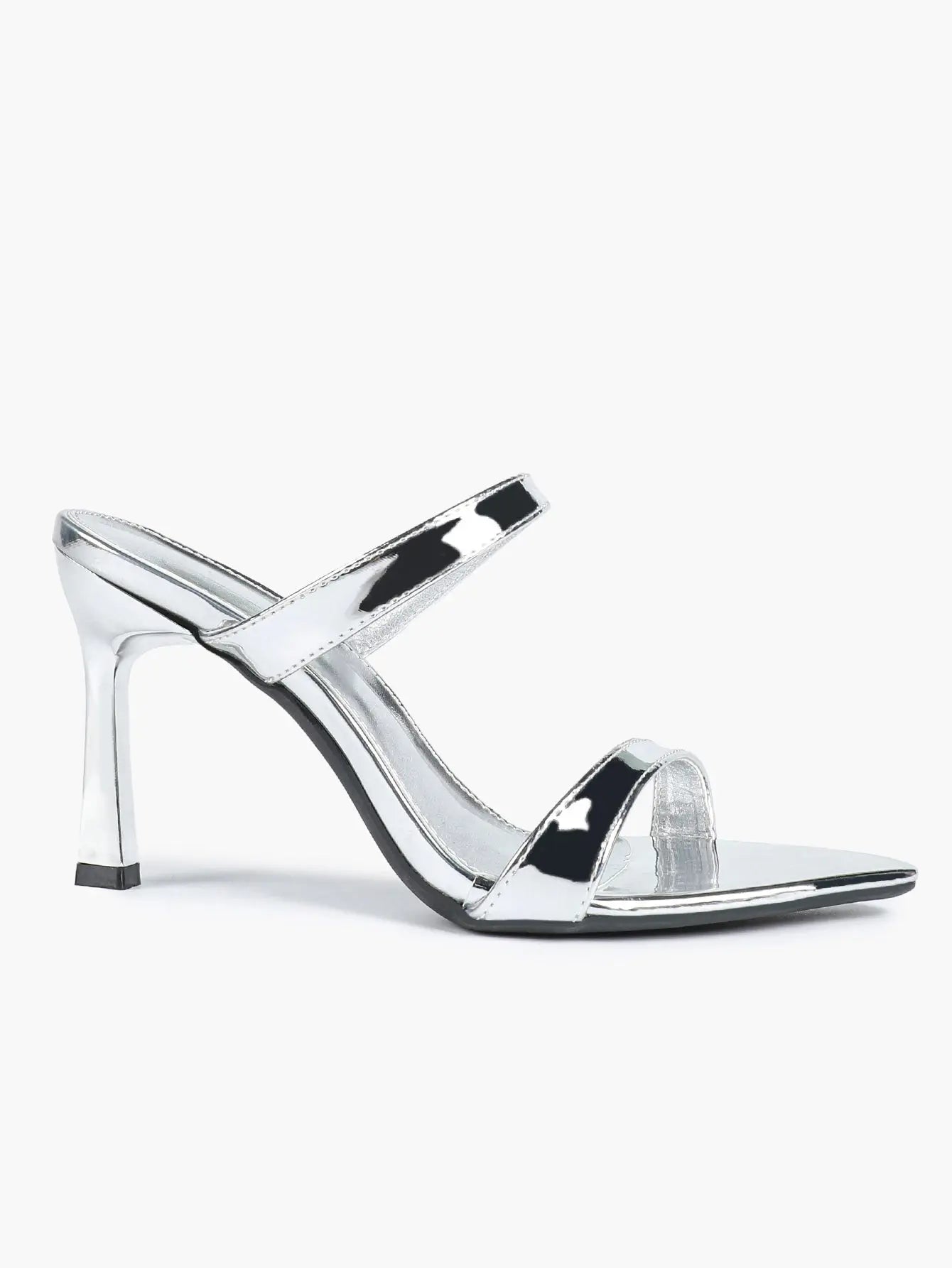 Women Metallic Silver Stiletto Sandals Open Toe Slingback Heel for Wedding Party Casual Dress Shoes YISHIFAN
