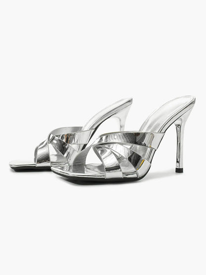 Women's Heeled Open Toe Sandals Square Toe Shoes Dress Wedding Office Shoes YISHIFAN