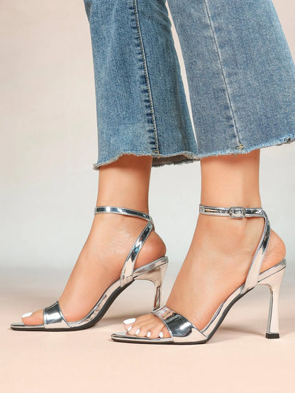Women's Light Golden Kitten Open Toe Cross Strap High-Heel Sandals Wedding Party Dress Shoes YISHIFAN