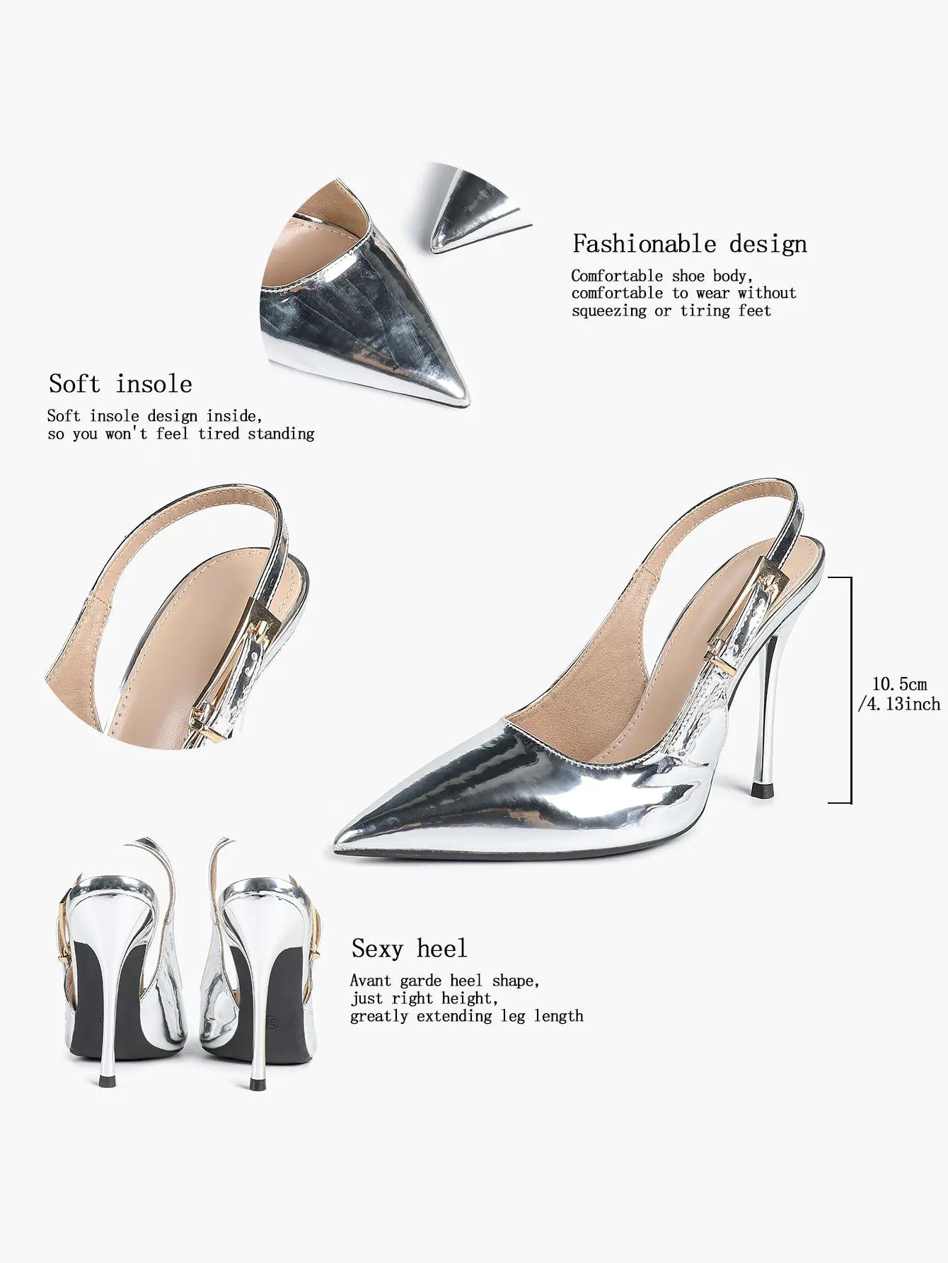 Women Pointed Toe Closed Toe Stiletto Sandals Slingback High Heel for Important Scene YISHIFAN