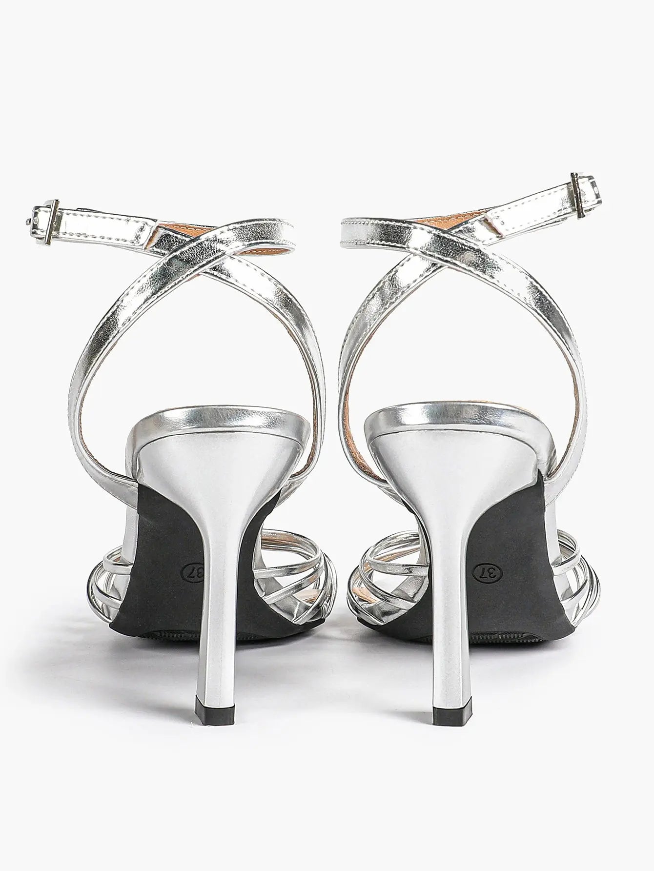 Women's Black Stiletto Heels 3.54 Inch Crisscross Strap Sandals Wedding Party Evening Dress Shoes YISHIFAN