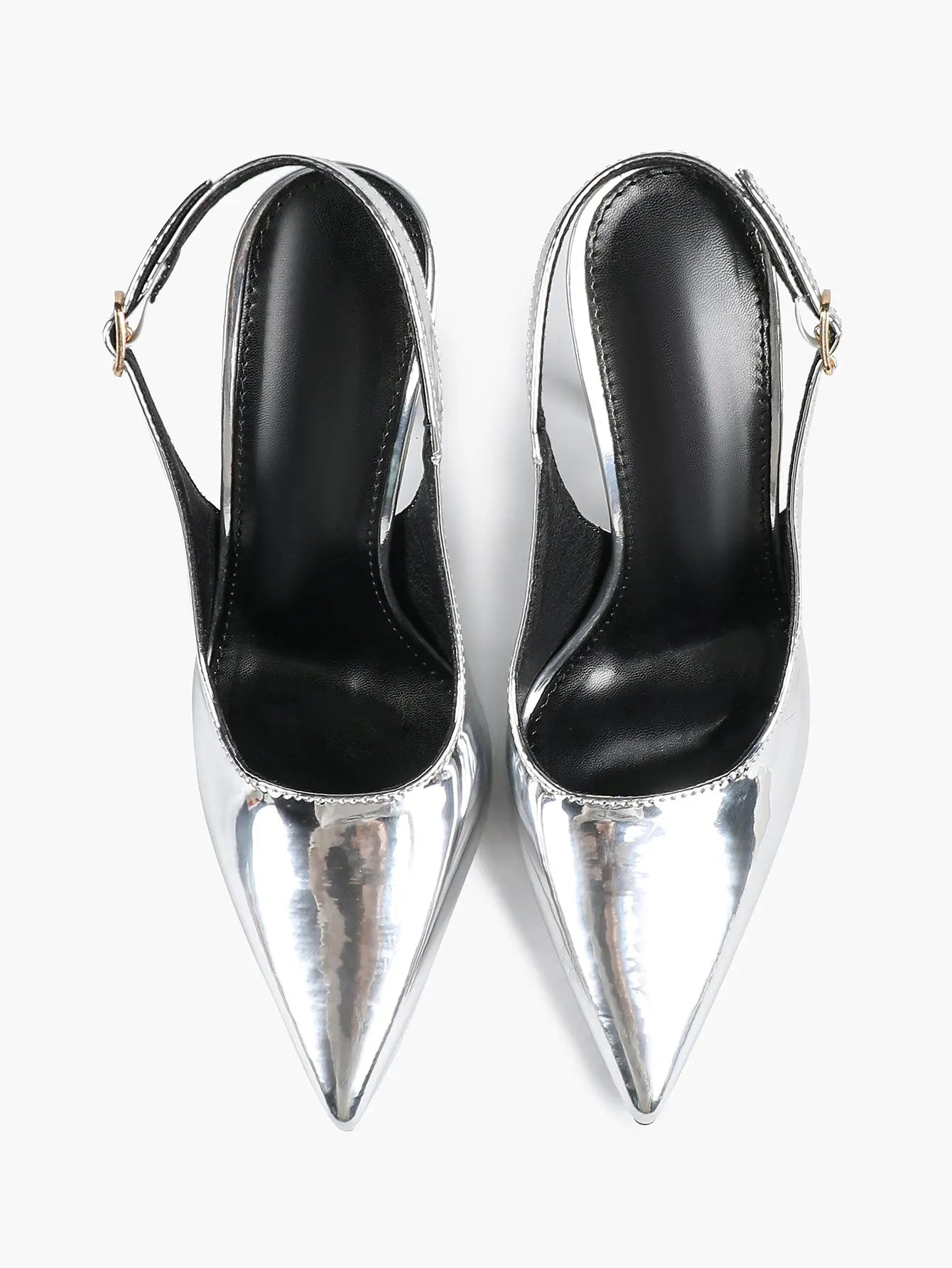 Women's Metallic Slingback Stiletto Pointed Toe with 4.13 Inch heel for Wedding Party Shoes YISHIFAN