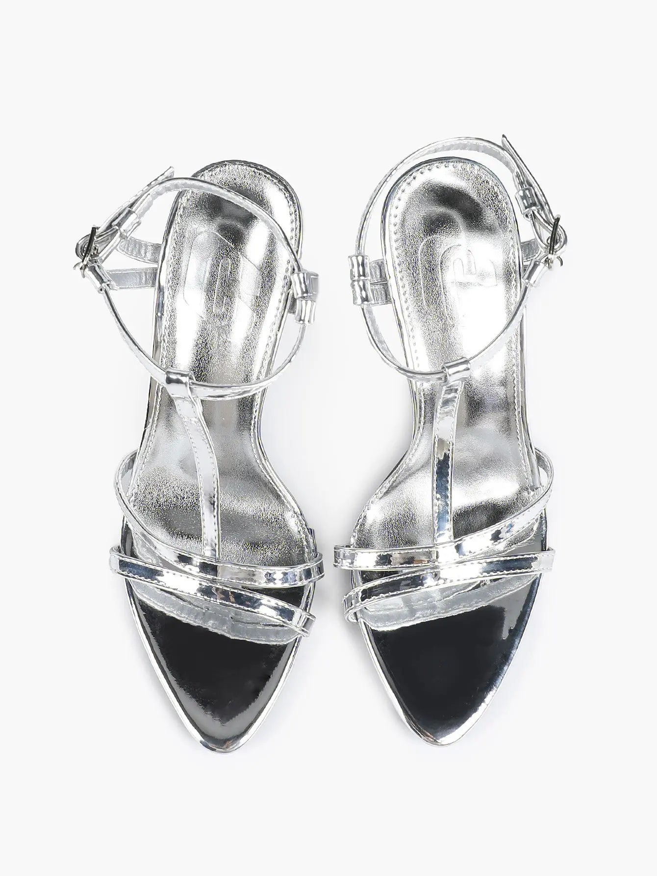 Women's Metallic Gold T-Strap Multi-Strap Stiletto Sandals Stiletto Heel for Party Office Shoes YISHIFAN