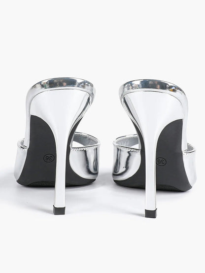 Women's Kitten Heels for Square Toe Open Toe Backless Mule Heels Stiletto Sandals 4.13 Inch YISHIFAN