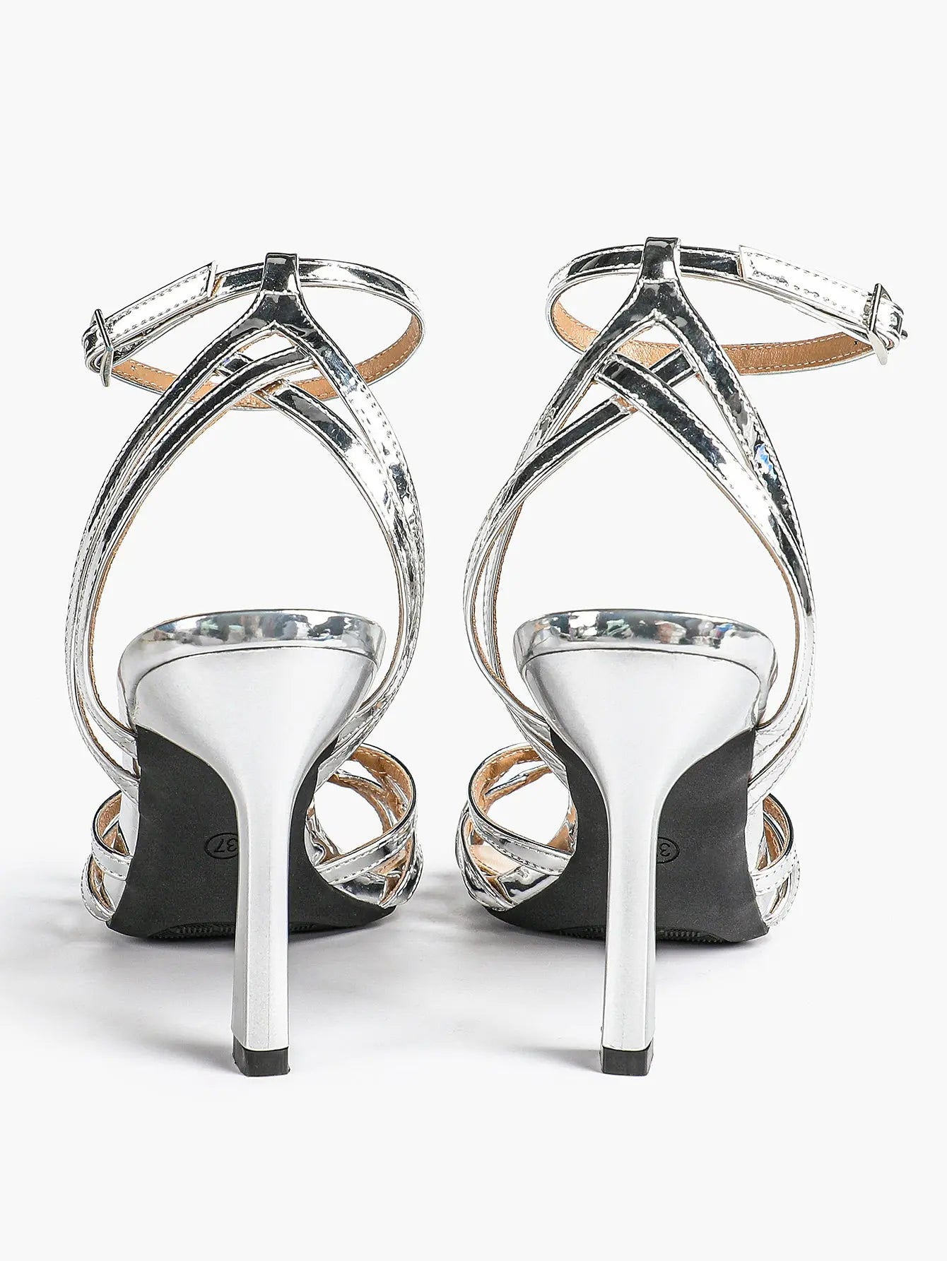 Leather Stiletto Heels for Women Open Pointed Toe Cross Ankle Strap Sandals for Wedding Party YISHIFAN