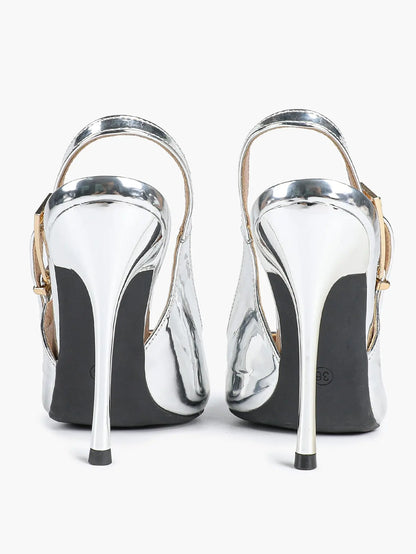 Women Pointed Toe Closed Toe Stiletto Sandals Slingback High Heel for Important Scene YISHIFAN