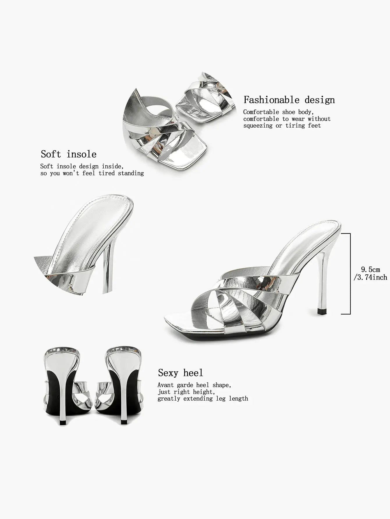 Women's Heeled Open Toe Sandals Square Toe Shoes Dress Wedding Office Shoes YISHIFAN
