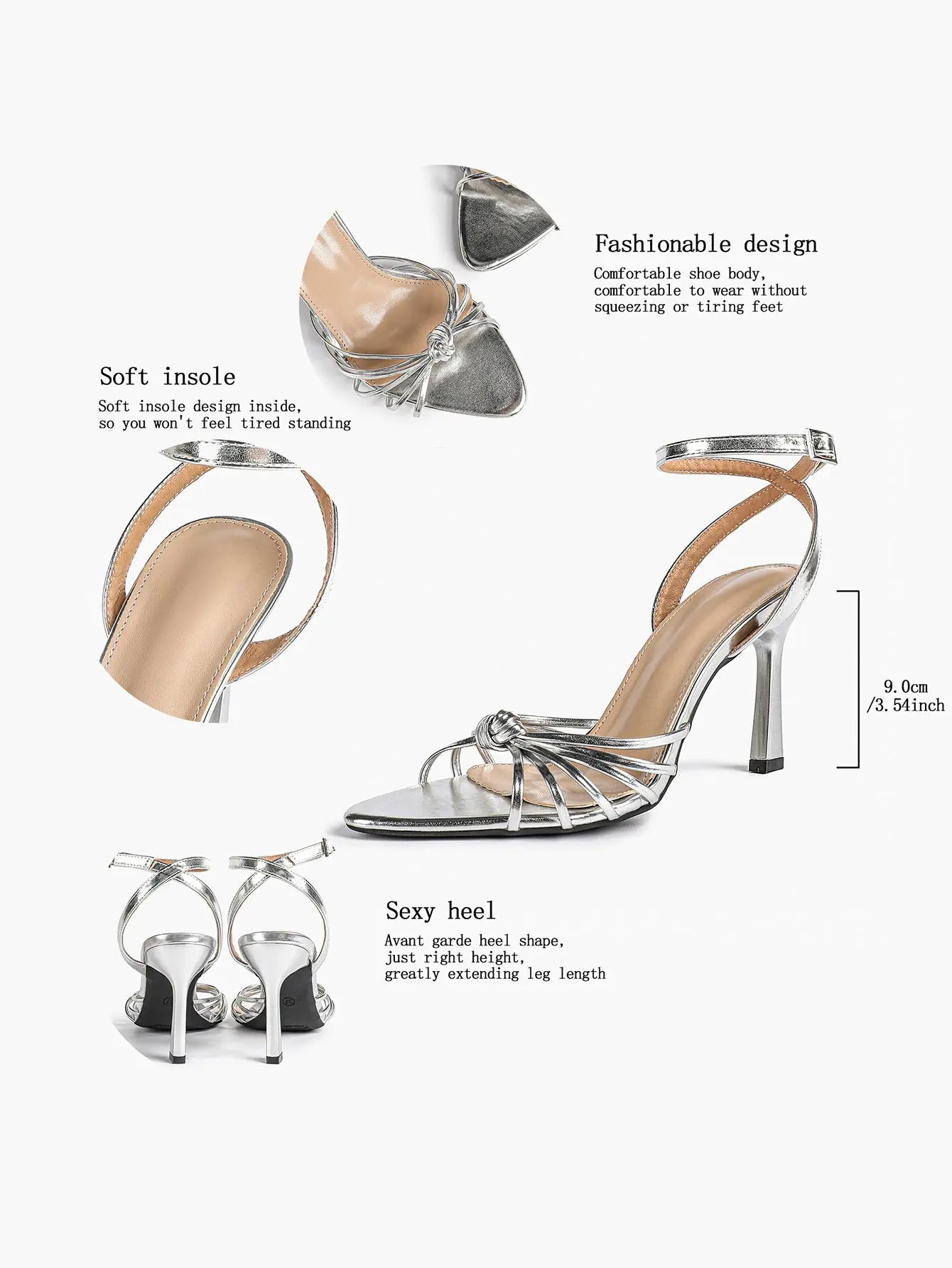 Women's Black Stiletto Heels 3.54 Inch Crisscross Strap Sandals Wedding Party Evening Dress Shoes YISHIFAN