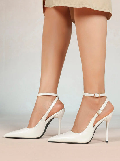 Women Pointed Toe Slingback Stiletto Heels Ankle Strap Dress Shoes Wedding Bridal Party Sexy High Heels YISHIFAN