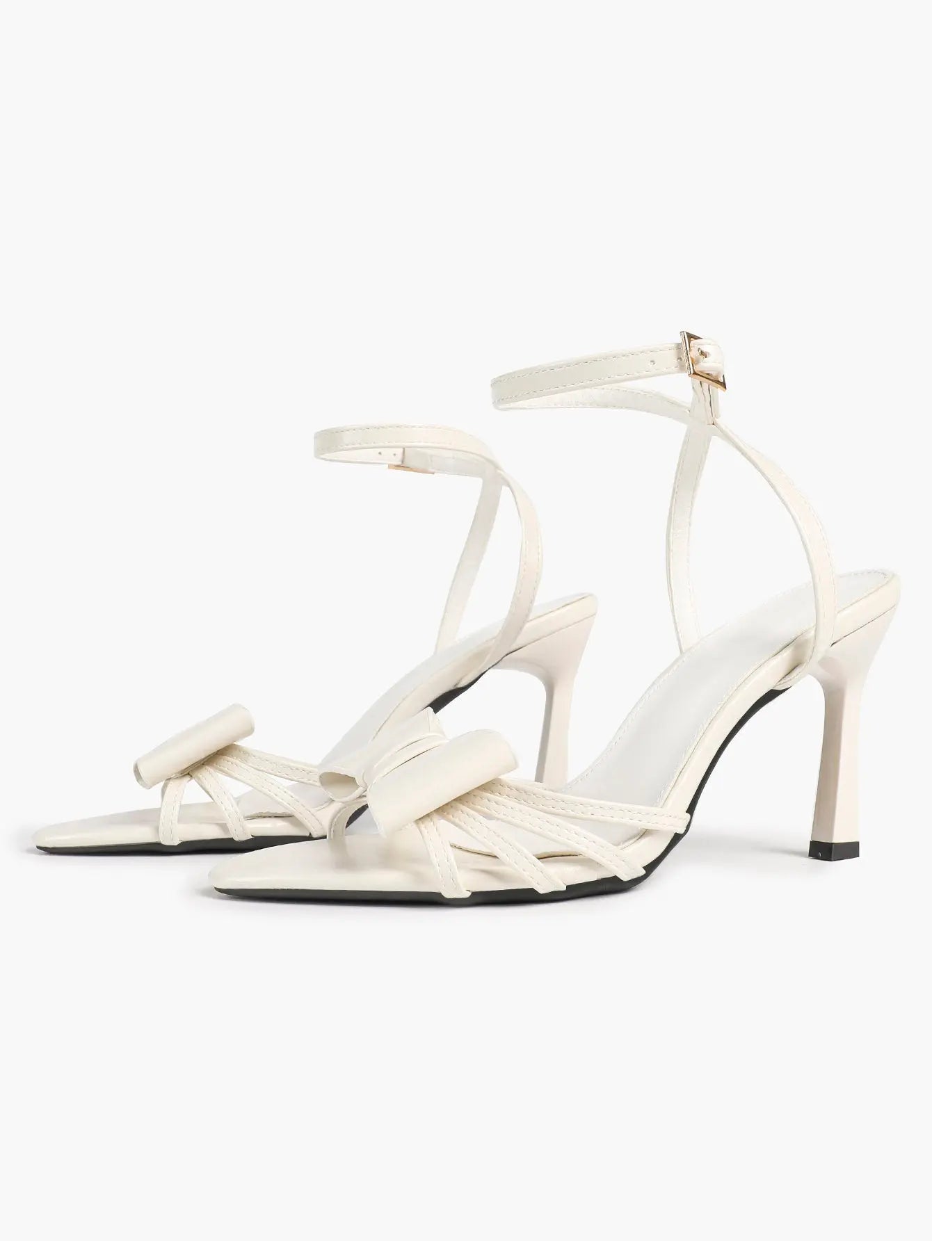 Bow Tie Heels Sandals Slingback Peep Toe Wedding Stiletto Heel Summer Cute Wedding Bridal Shoes YISHIFAN