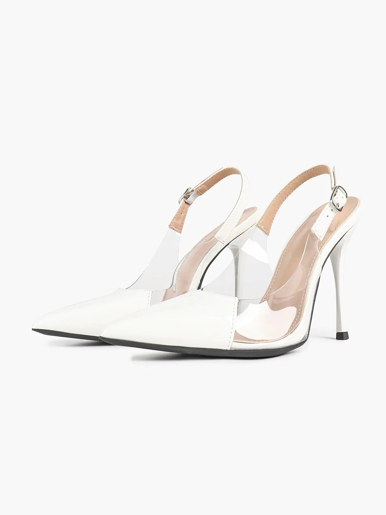 Women's Closed Pointed Toe Transparents Edge Stiletto Heel for Party Formal Dress Shoes YISHIFAN