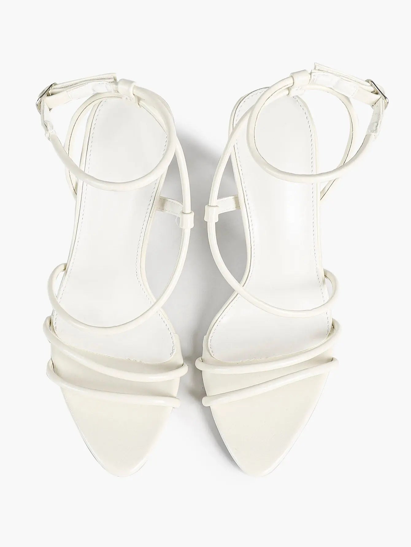 Cognac Multi-Strap Square Toe Stiletto Sandals – Women’s Tubular Toe Strap Ankle Strap Heels YISHIFAN