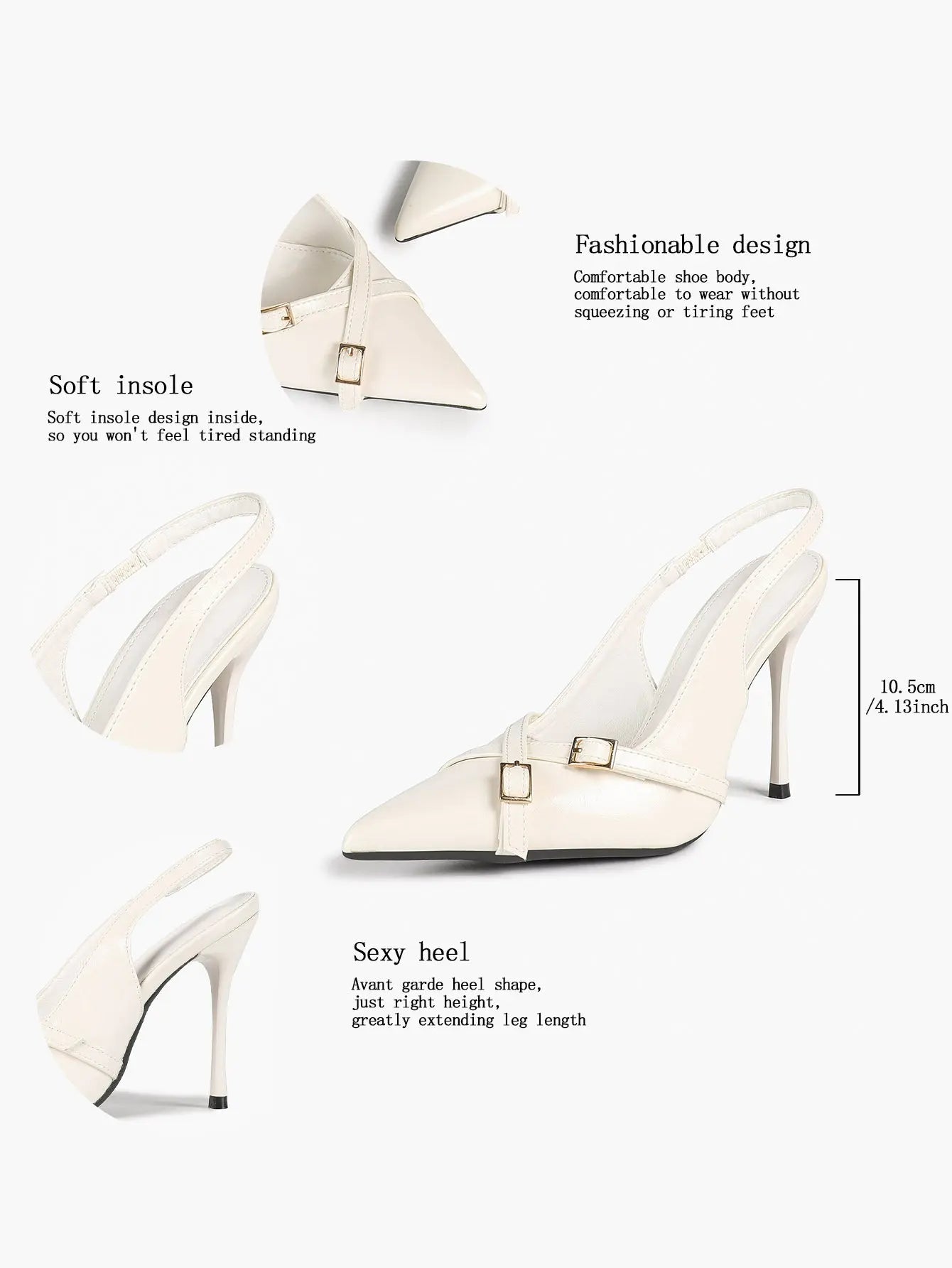 Women's Slingback Closed Pointed Toe Stiletto Wedding Work Comfortable Dress Shoes YISHIFAN