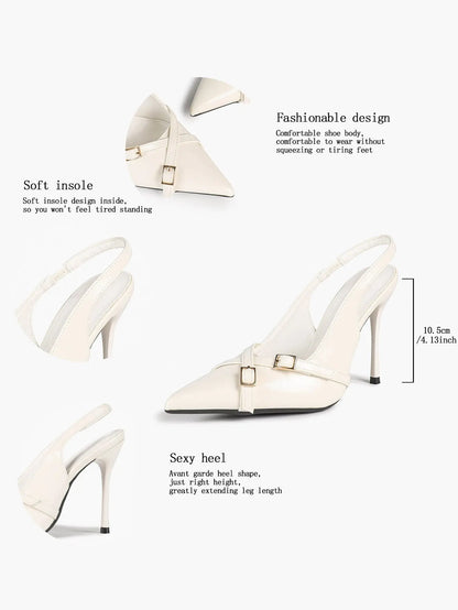 Women's Slingback Closed Pointed Toe Stiletto Wedding Work Comfortable Dress Shoes YISHIFAN