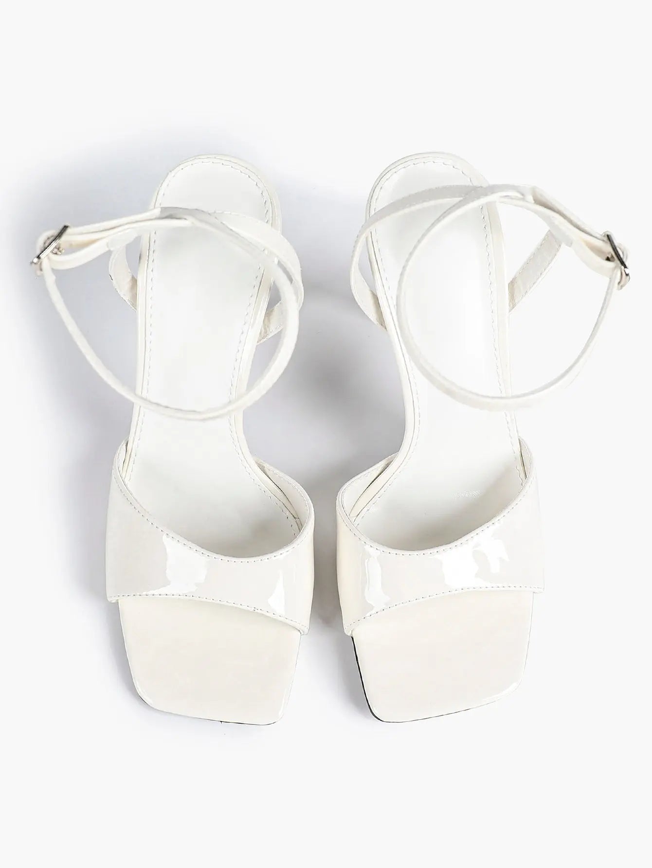 Women's Stiletto Heels 4.13 Inch Square Toe Ankle Strap Sandals Wedding Party Office Dress Shoes YISHIFAN