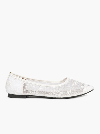 Wine Red Sequin Lace Mesh Pointed Toe Flats – Women's Floral Embroidery Ballet Flat with Iridescent Shimmer YISHIFAN