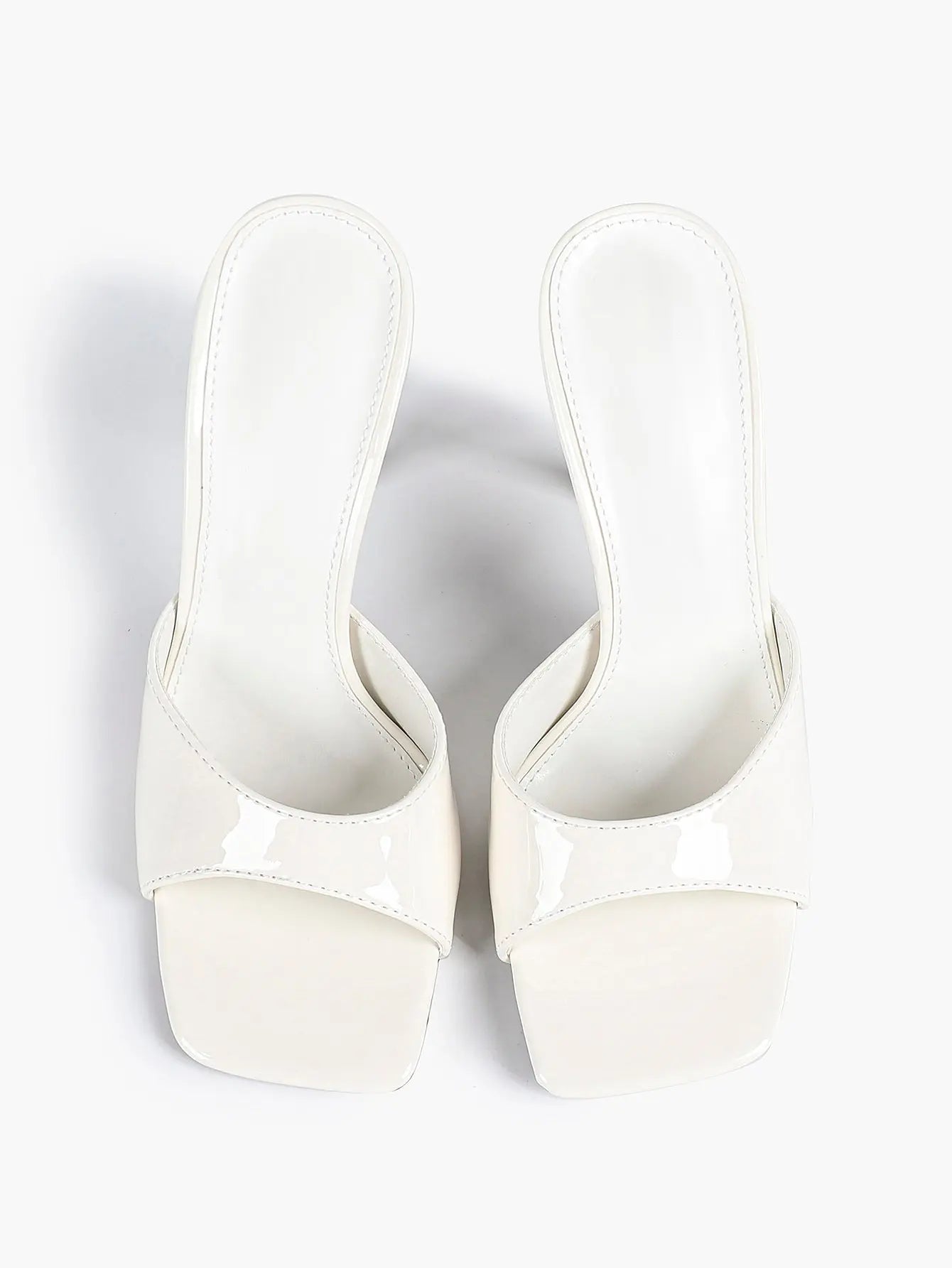 Women's Kitten Heels for Square Toe Open Toe Backless Mule Heels Stiletto Sandals 4.13 Inch YISHIFAN