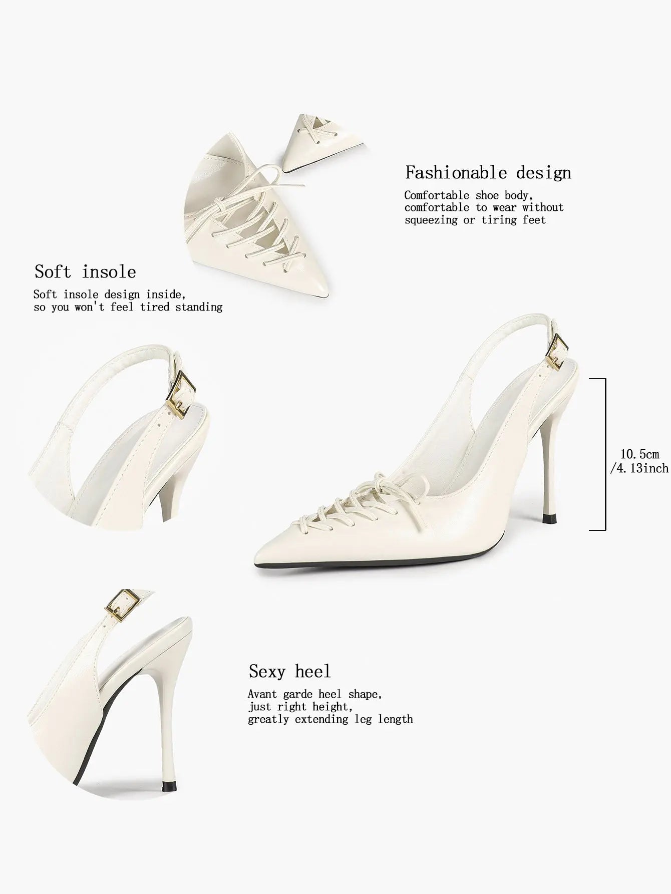 Cognac Lace-Up Oxford Pumps | 10.5cm Stiletto Heel, Chain Ankle Strap YISHIFAN