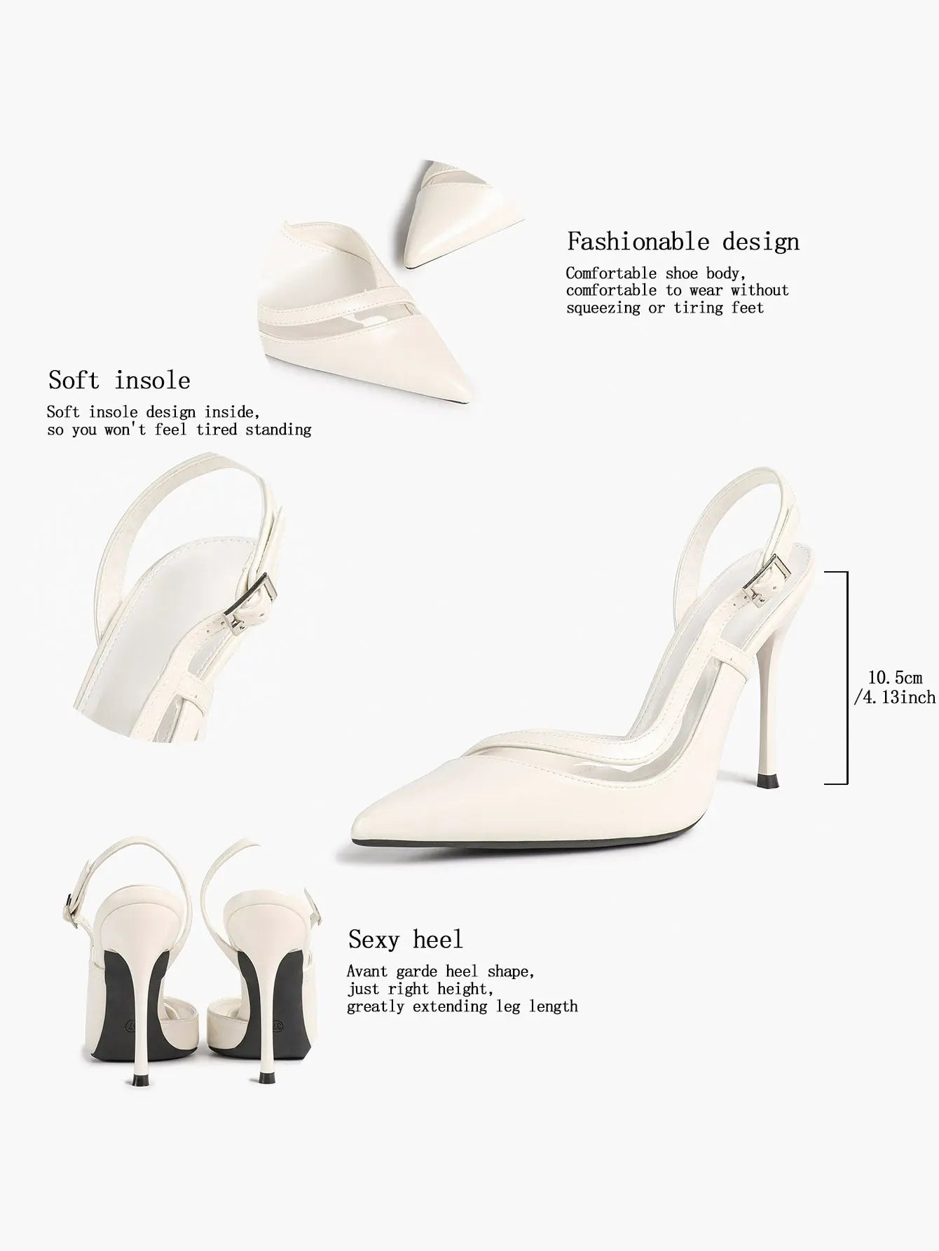 Closed Toe Slingback Heels Women Pumps Strappy Pointed Toe Stiletto Heels for Women Wedding Party Dress Shoes YISHIFAN