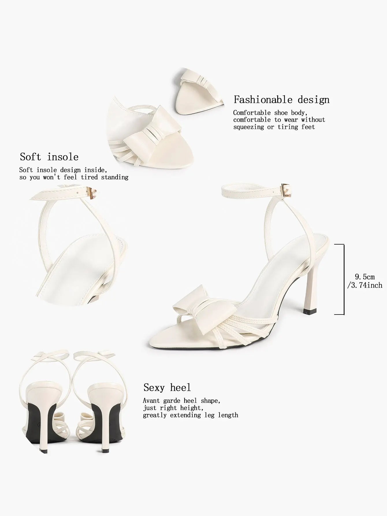 Bow Tie Heels Sandals Slingback Peep Toe Wedding Stiletto Heel Summer Cute Wedding Bridal Shoes YISHIFAN