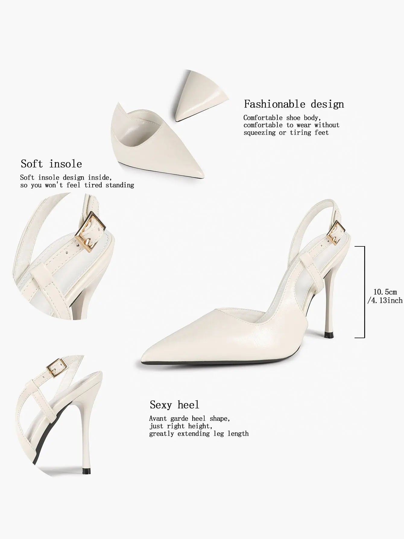 Women Closed Toe Slingback Heels Strappy Pointed Toe Stiletto Heels Wedding Party Dress Shoes YISHIFAN