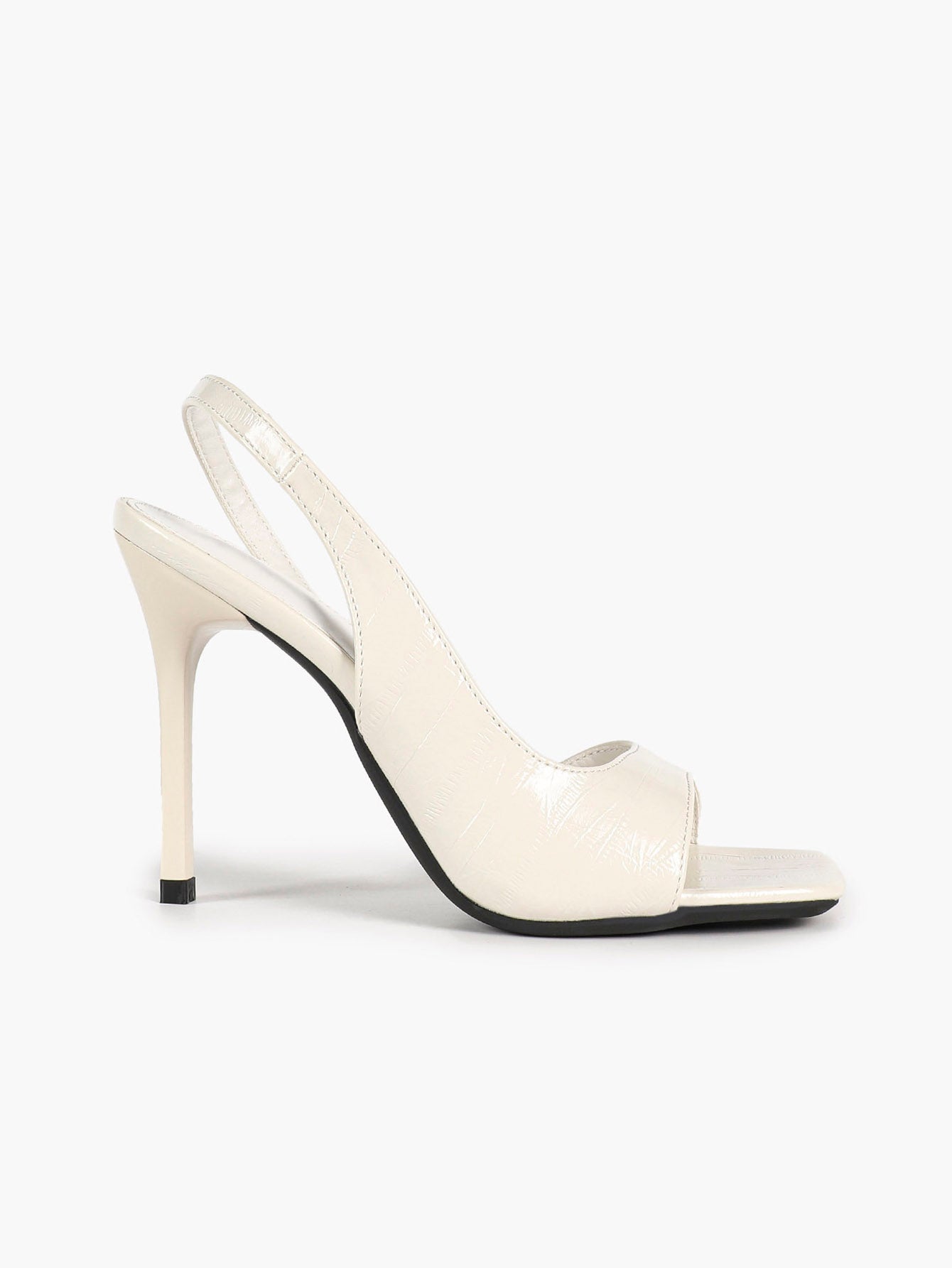 Women's Silver Metallic Open Square Toe Stiletto Slingback Sandals Single Band Party Club Shoes