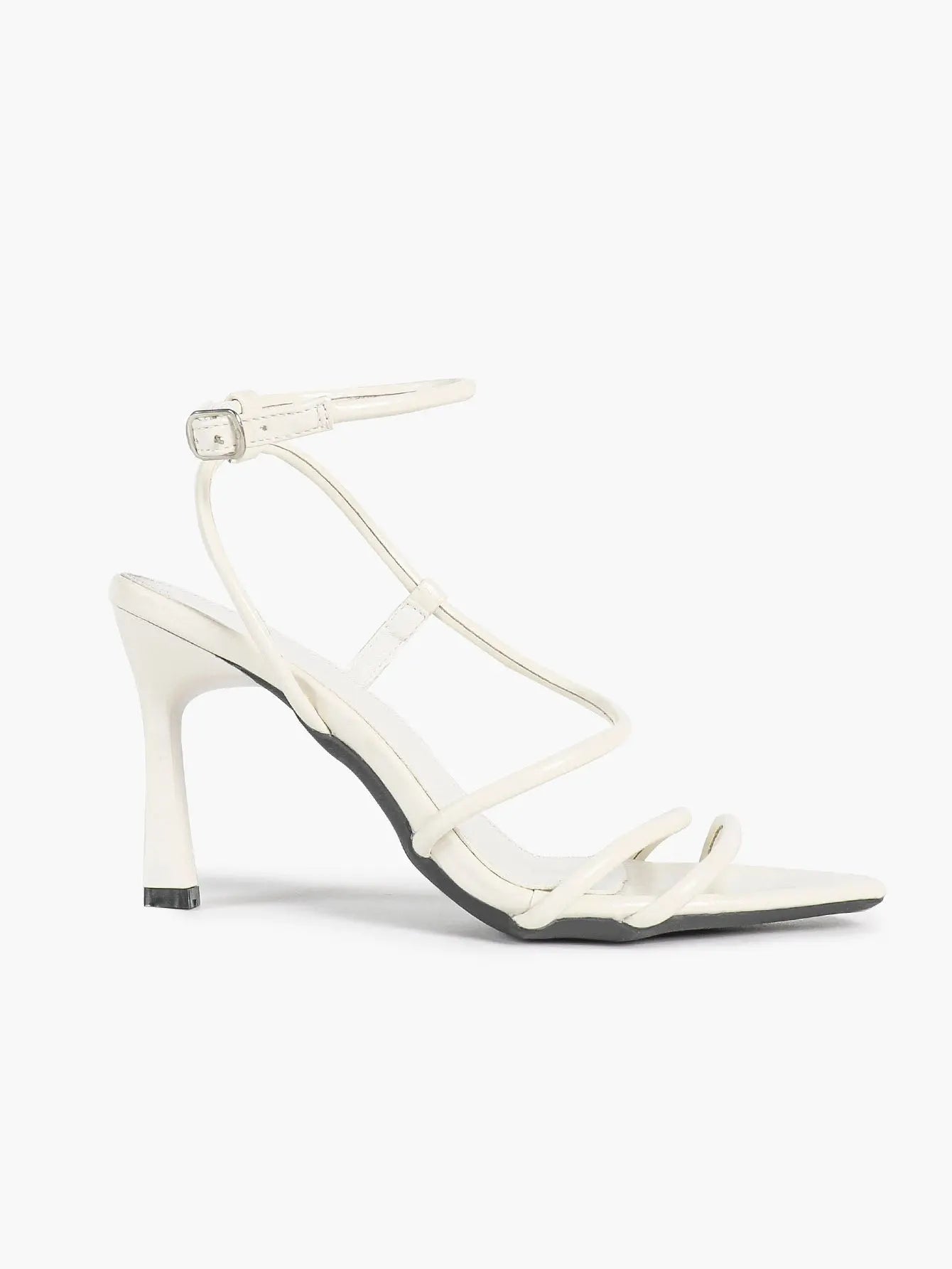 Cognac Multi-Strap Square Toe Stiletto Sandals – Women’s Tubular Toe Strap Ankle Strap Heels YISHIFAN