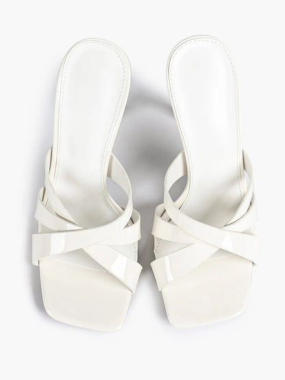 Women's Heeled Open Toe Sandals Square Toe Shoes Dress Wedding Office Shoes YISHIFAN