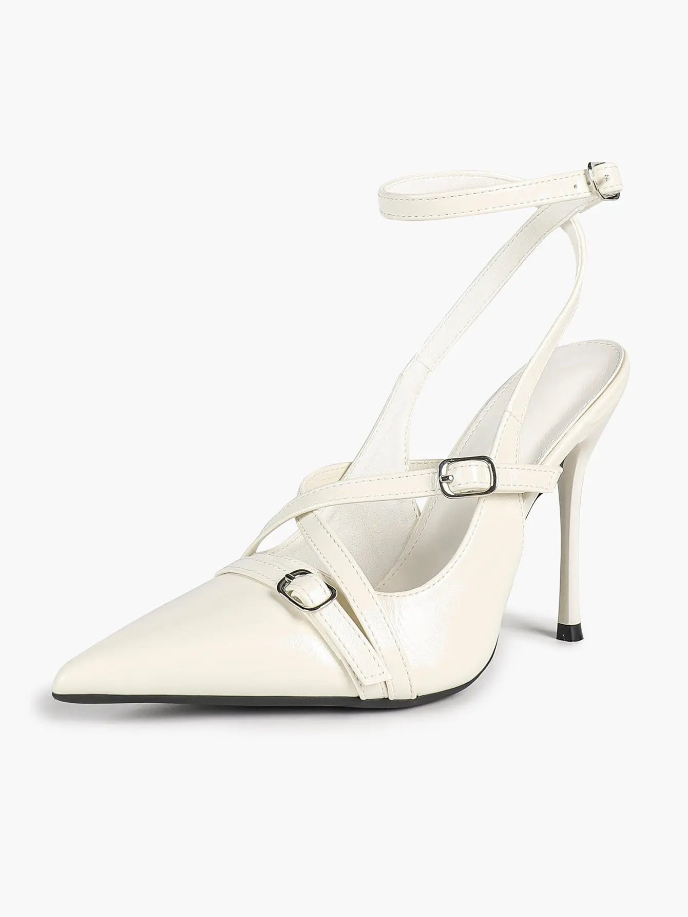 Women Pointed Toe Cross Strap Stiletto Heels Ankle Strap Buckle Dress Shoes Party Evening Sexy High Heels YISHIFAN
