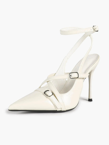 Women Pointed Toe Cross Strap Stiletto Heels Ankle Strap Buckle Dress Shoes Party Evening Sexy High Heels YISHIFAN