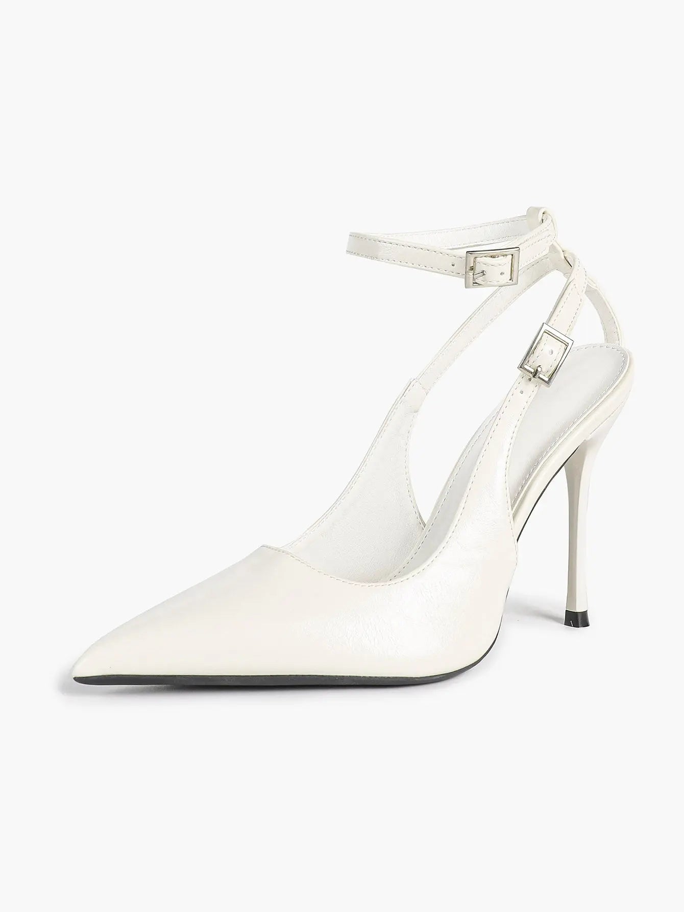Ivory D’Orsay Double Strap Stiletto Heels – Women’s Pointed Toe Ankle Strap High Heels YISHIFAN