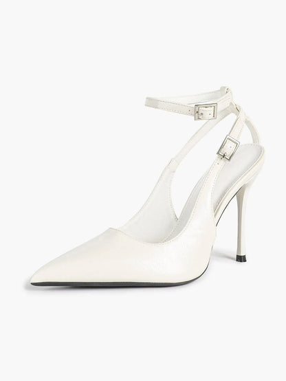 Ivory D’Orsay Double Strap Stiletto Heels – Women’s Pointed Toe Ankle Strap High Heels YISHIFAN