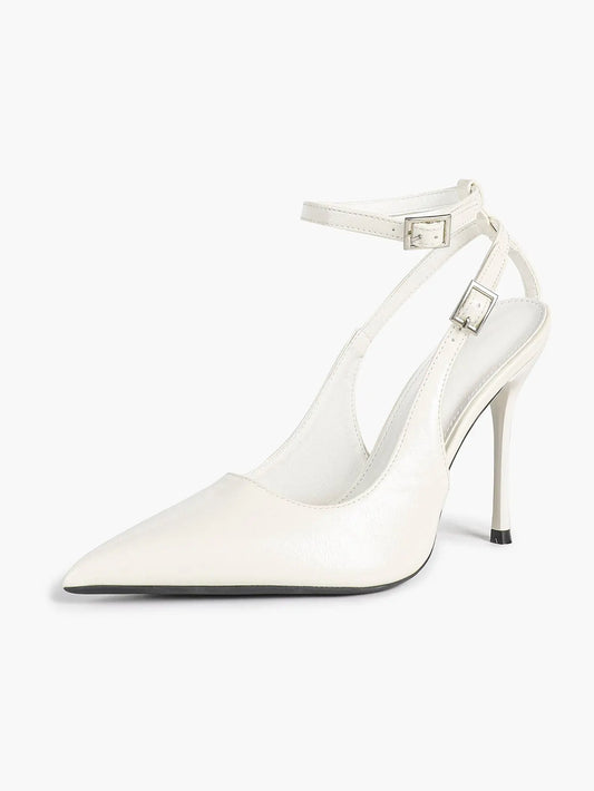 Ivory D’Orsay Double Strap Stiletto Heels – Women’s Pointed Toe Ankle Strap High Heels YISHIFAN