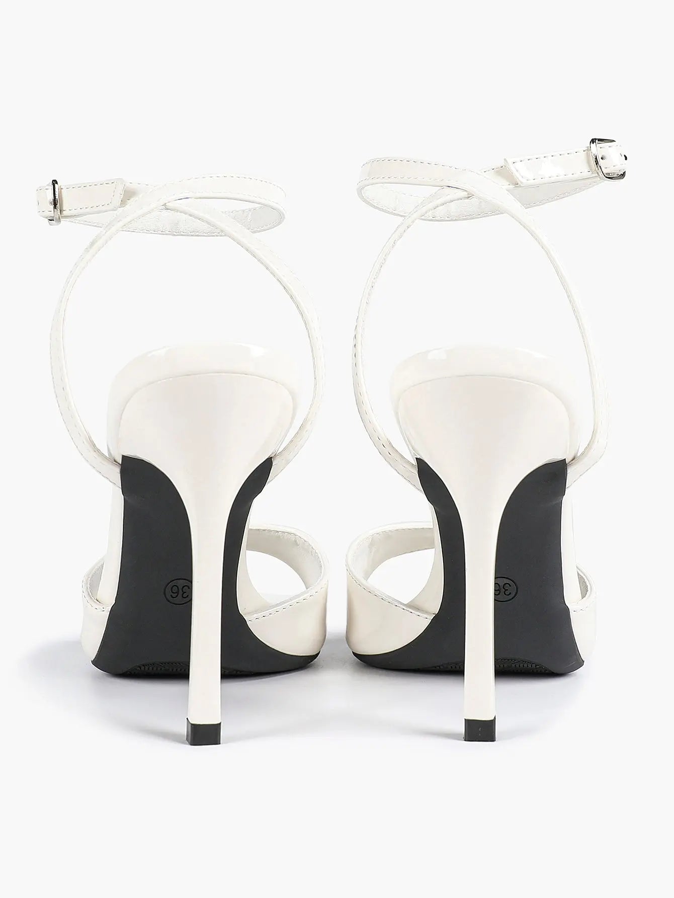 Women's Stiletto Heels 4.13 Inch Square Toe Ankle Strap Sandals Wedding Party Office Dress Shoes YISHIFAN