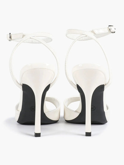 Women's Stiletto Heels 4.13 Inch Square Toe Ankle Strap Sandals Wedding Party Office Dress Shoes YISHIFAN